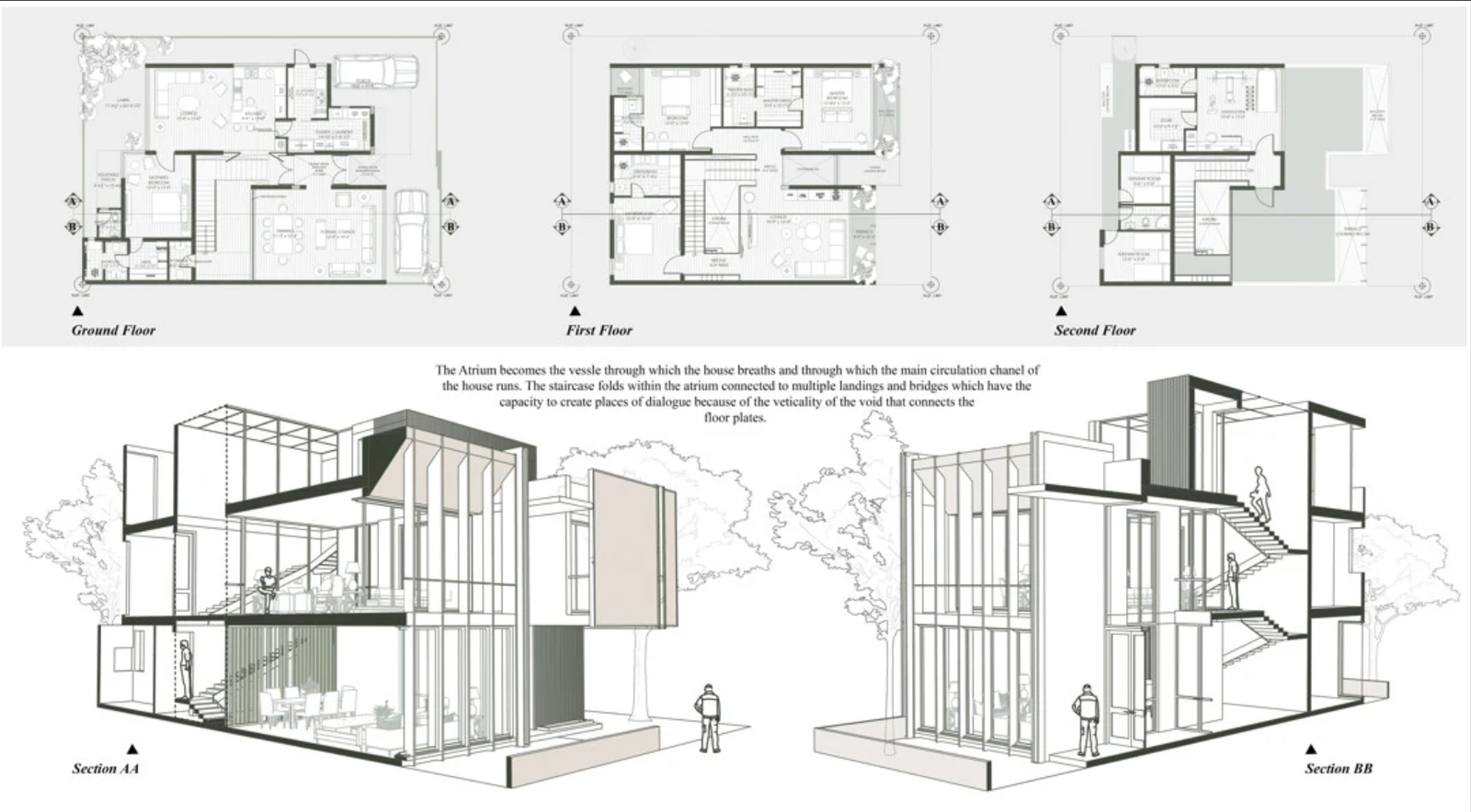 Spatial planning and building concept portfolio drawing