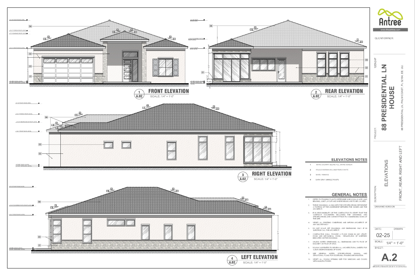 Exterior elevations